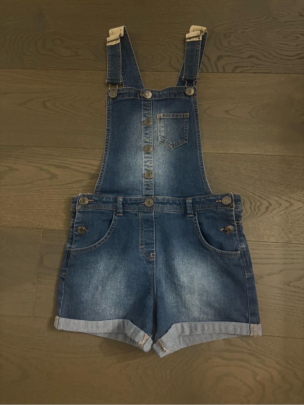 Gorgeous girls blue denim shorts romper sz 16 NWT